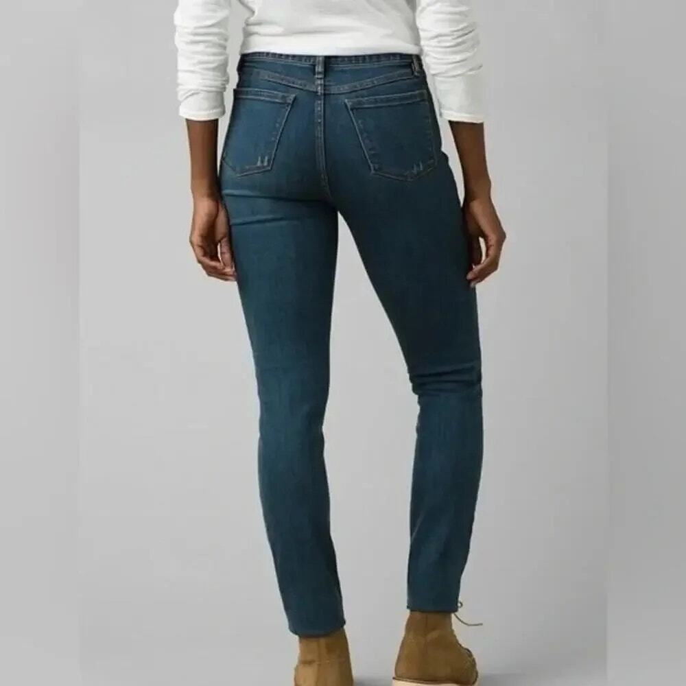 NWT prAna Sienna Mid Rise Flattering Fit Stretch Cotton Skinny Jean 10 / 30 Blue - Picture 4 of 15